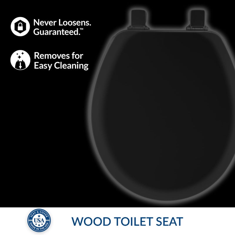 Mayfair Cameron Black Toilet Seat, Non Slip Heavy Duty Wood, Easy Clean, Made in USA, Round - Image 2